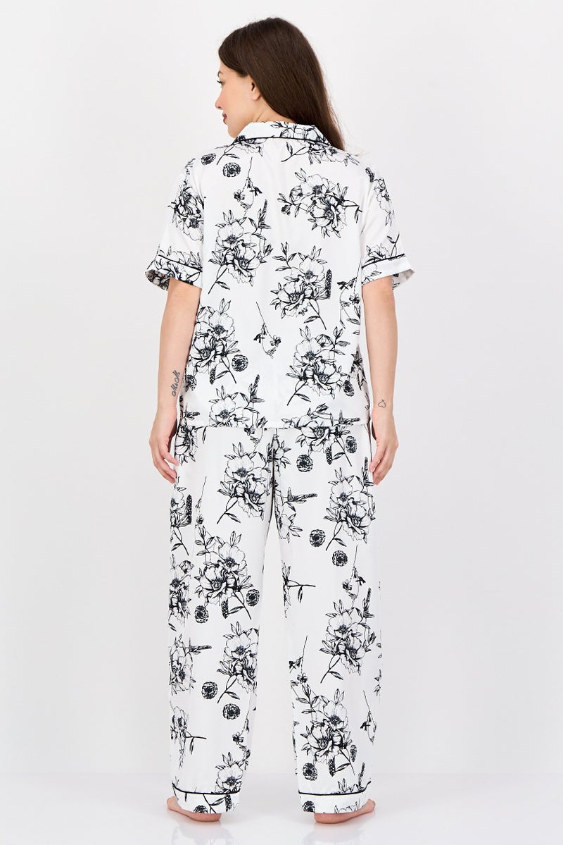 Marilyn Monroe Women 2 Pieces Floral Print Pajamas Set, Multicolor - Image 4